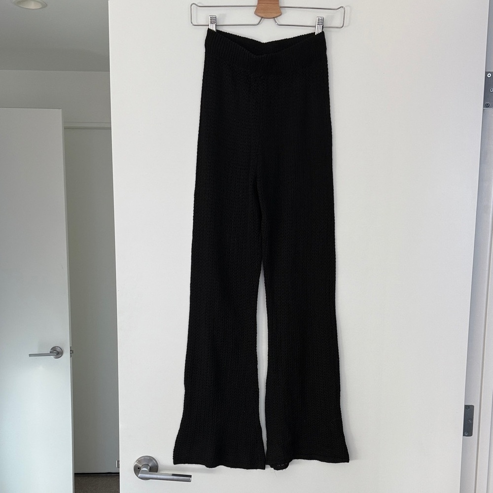 Black Knit Flare Pants